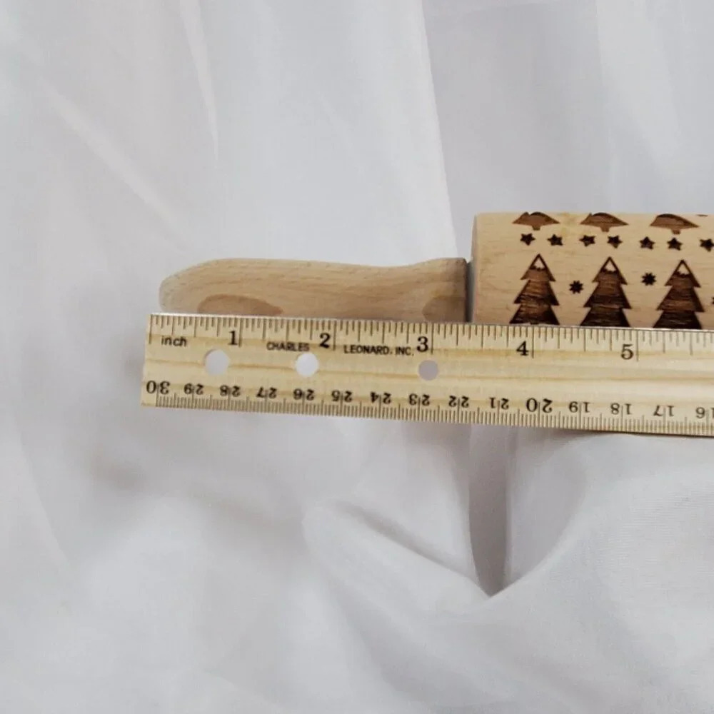 Embossed Rolling Pins for Baking Christmas Tree Engraved Wooden Rolling - Picture 6 of 9